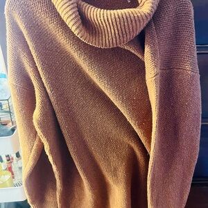 Orange Turtleneck Sweater Dress